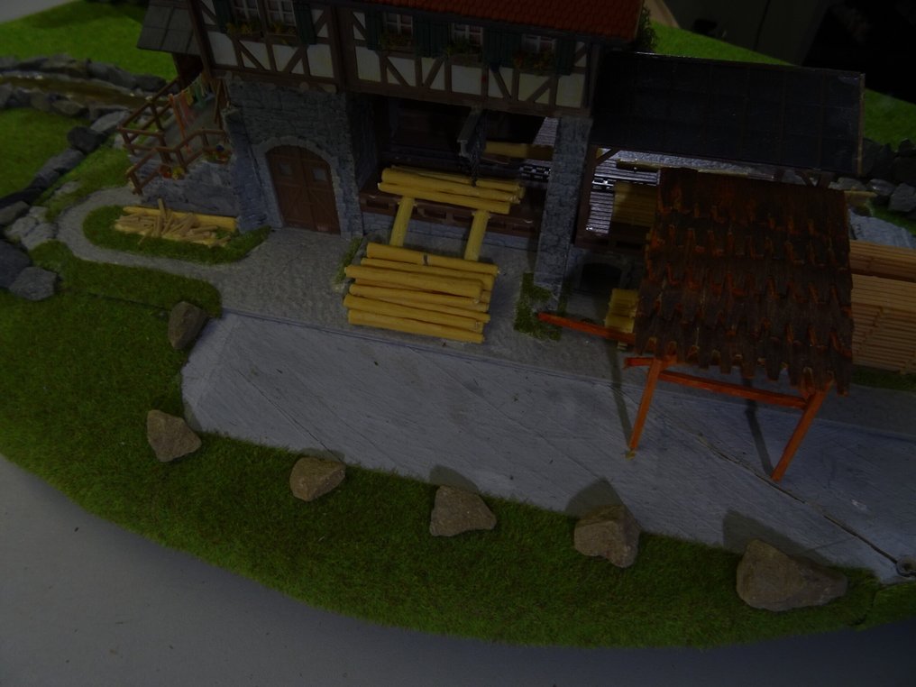 Vollmer H0 - Τοπίο τρένου μοντελισμού (1) - Εργοστάσιο ξυλείας με ηλεκτρικό υδροτροχό, κτίρια/σπίτια κ.ά. #4.3