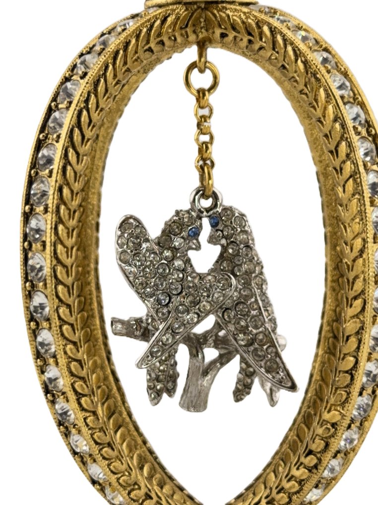 法贝热鸡蛋 - Faberge style Imperial Ornament Parrot Egg - 镀金, 水晶, 金属 #1.0