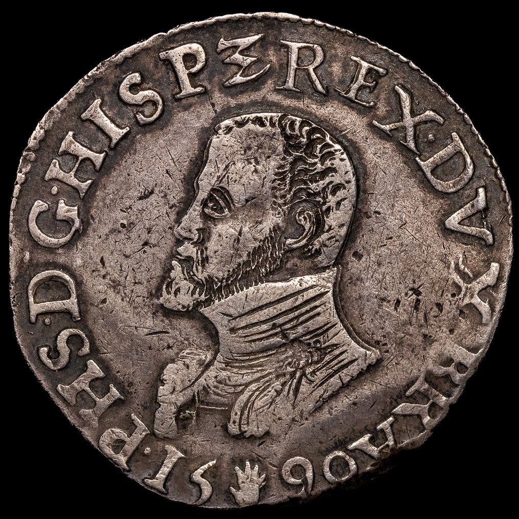 Espanjan Alankomaat Felipe II. 1 Escudo 1590 - Amberes #1.0