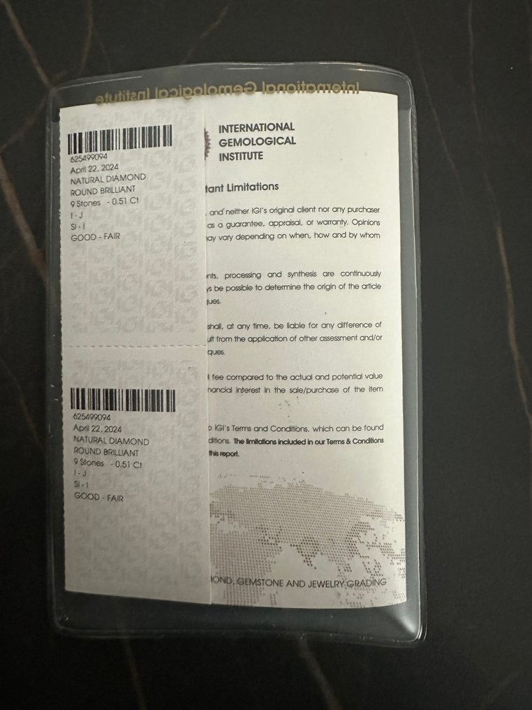 9 pcs Διαμάντι (Φυσικό) - 0.51 ct - Στρογγυλό - I, J - SI1, I1 - International Gemological Institute (IGI) #2.1