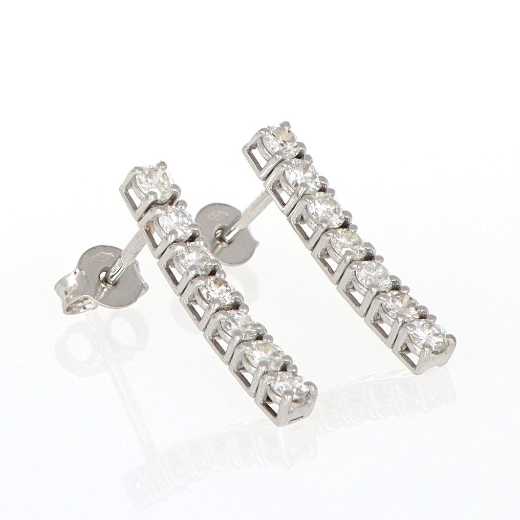 χωρίς τιμή ασφαλείας - Σκουλαρίκια - 18 καράτια Λευκός χρυσός -  1.10ct. tw. Διαμάντι (Φυσικό)  #2.1