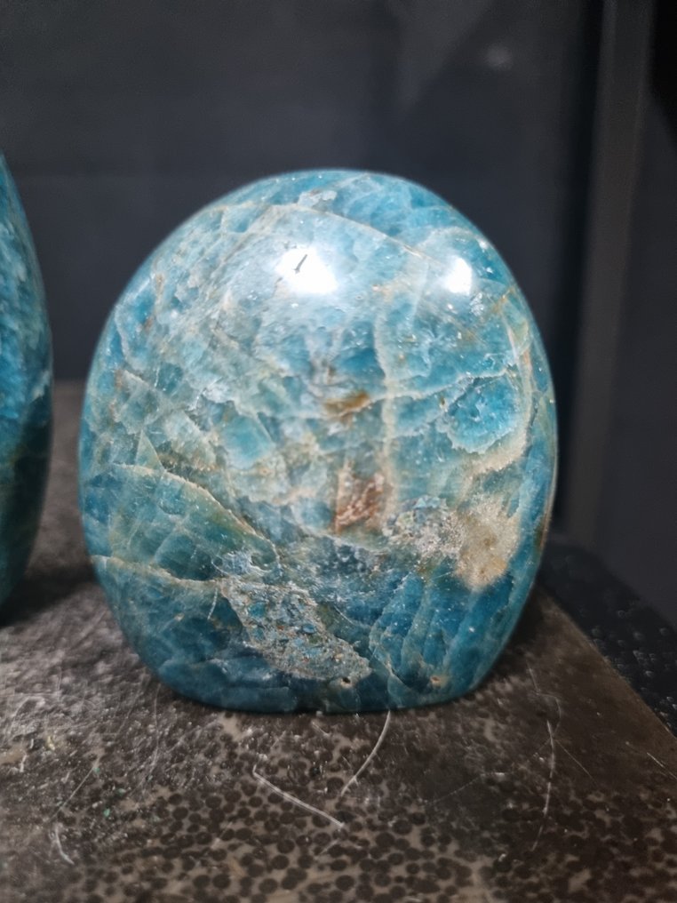 Set di 3 sculture di apatite HQ - 10,2 - 6,5 cm Forma libera- 1022 g #3.2