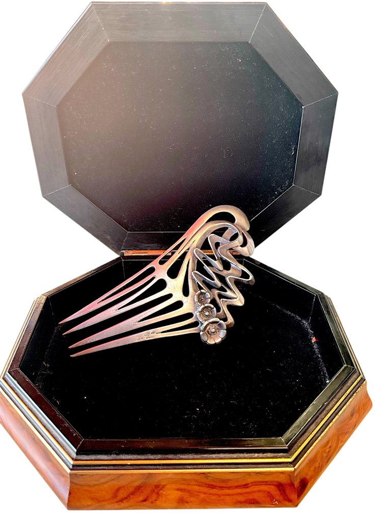 Comb (2) - .800 silver, Burr walnut #3.2