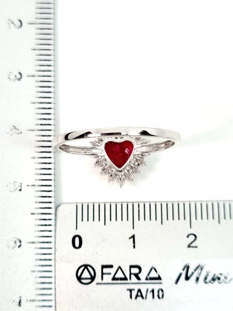 Gyűrű - 18 kt. Fehér arany Rubin - Gyémánt #1.0