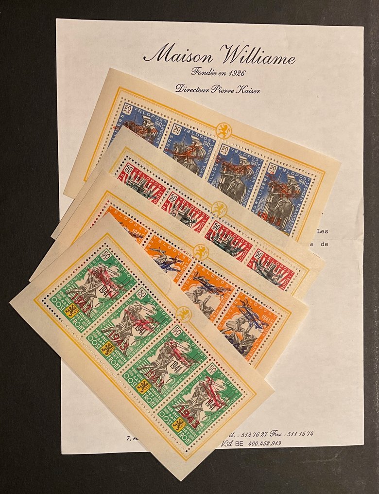 Império Alemão 1942 - Legião Flamenga com estampagem em folhetos com certificado fotográfico Pierre Kaiser - OBP E34/37 #1.0