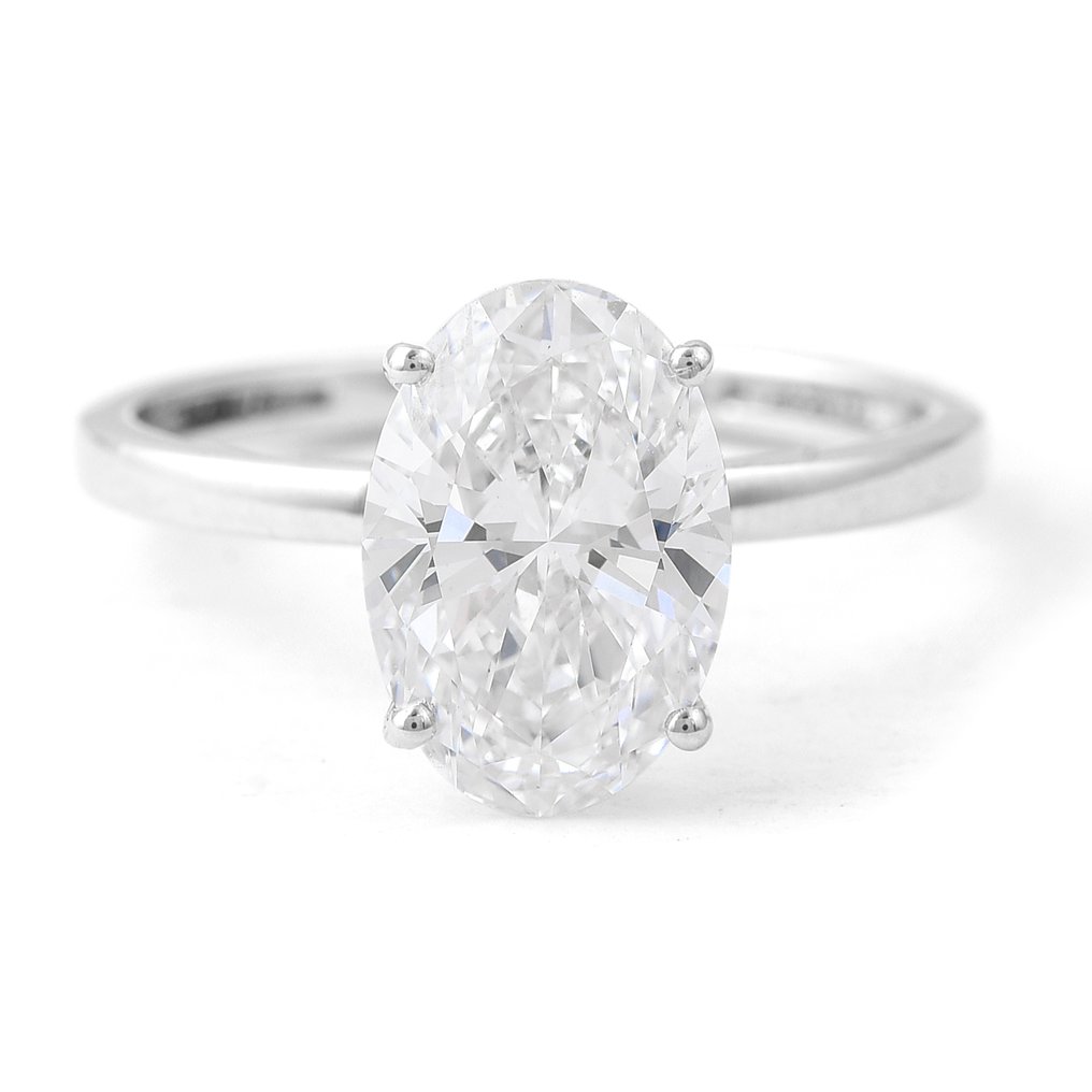 Ei pohjahintaa - Sormus - 14 kt. Valkokulta - 3.01ct. tw. Timantti (Laboratoriossa kasvatettu) - Timantti #1.0