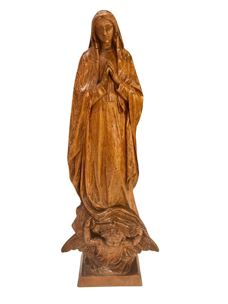 Imagem - Madonna - 41 cm - Antigo - Carvalho - Início do século XX #1.0