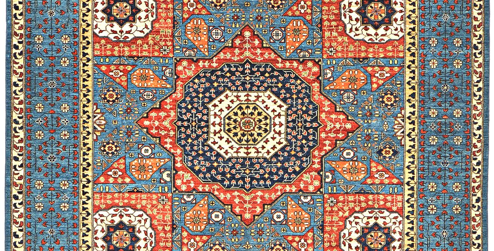 Afghan, Ziegler Kazak, Unikt højkvalitets håndknyttet traditionelt tæppe mesterstykke af naturlig uld. - Tæppe - 303 cm - 242 cm - Ny håndlavet designerløber #2.1