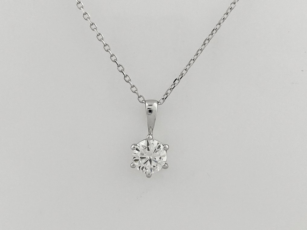 Colier - 14 ct. Aur alb -  0.50ct. tw. Diamant (Natural) #1.0