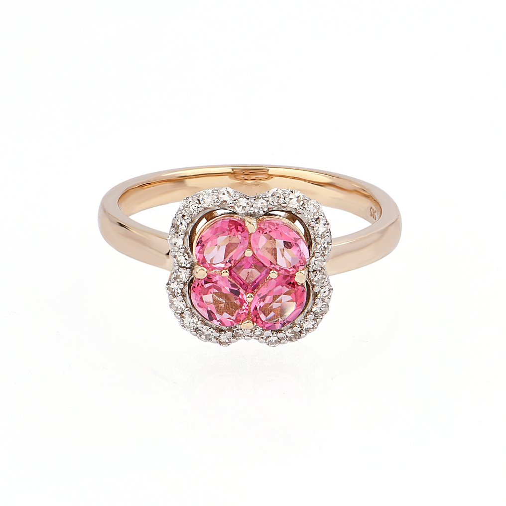 Ring - 14 karat Gulguld -  1.09ct. tw. Topas - Diamant #1.0