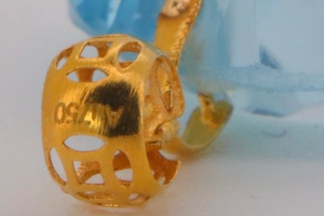 Sans prix de réserve - Pendentif - 18 carats Or jaune Topaze - Topaze bleu royal #2.1