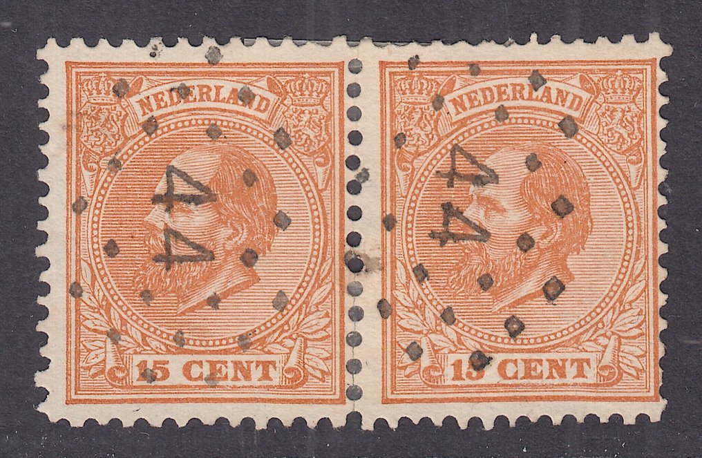 Netherlands 1872 - King William III, combination pair - NVPH 23J + 23H #1.0