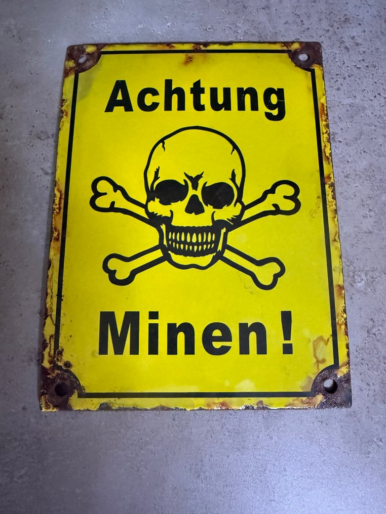 Achtung Minen! - World War II - Enamel sign - Enamel, Metal #4.3