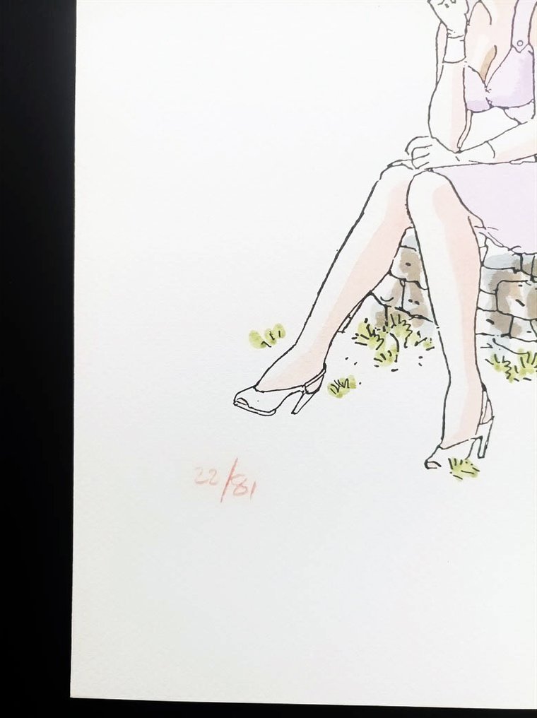 Jean-Pierre Gibrat - 1 Offset print + aquarelle Alexandre Gazaï - Le Sursis - La 4 CV Renault de 1954 - 1999 #3.2