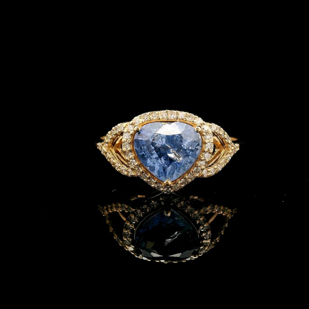 Nincs minimálár - Gyűrű - 14 kt. Sárga arany -  1.92ct. tw. Zafír - Gyémánt #3.2