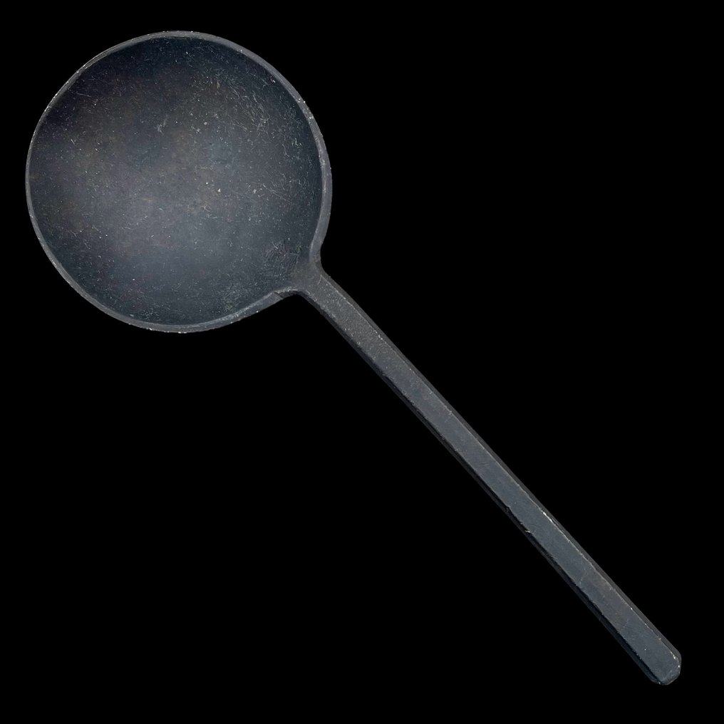 Post-medieval Pewter spoon with Tudor rose mark and initials (beautiful original dark patina) Spoon - 17.7 cm  (No reserve price) #1.0