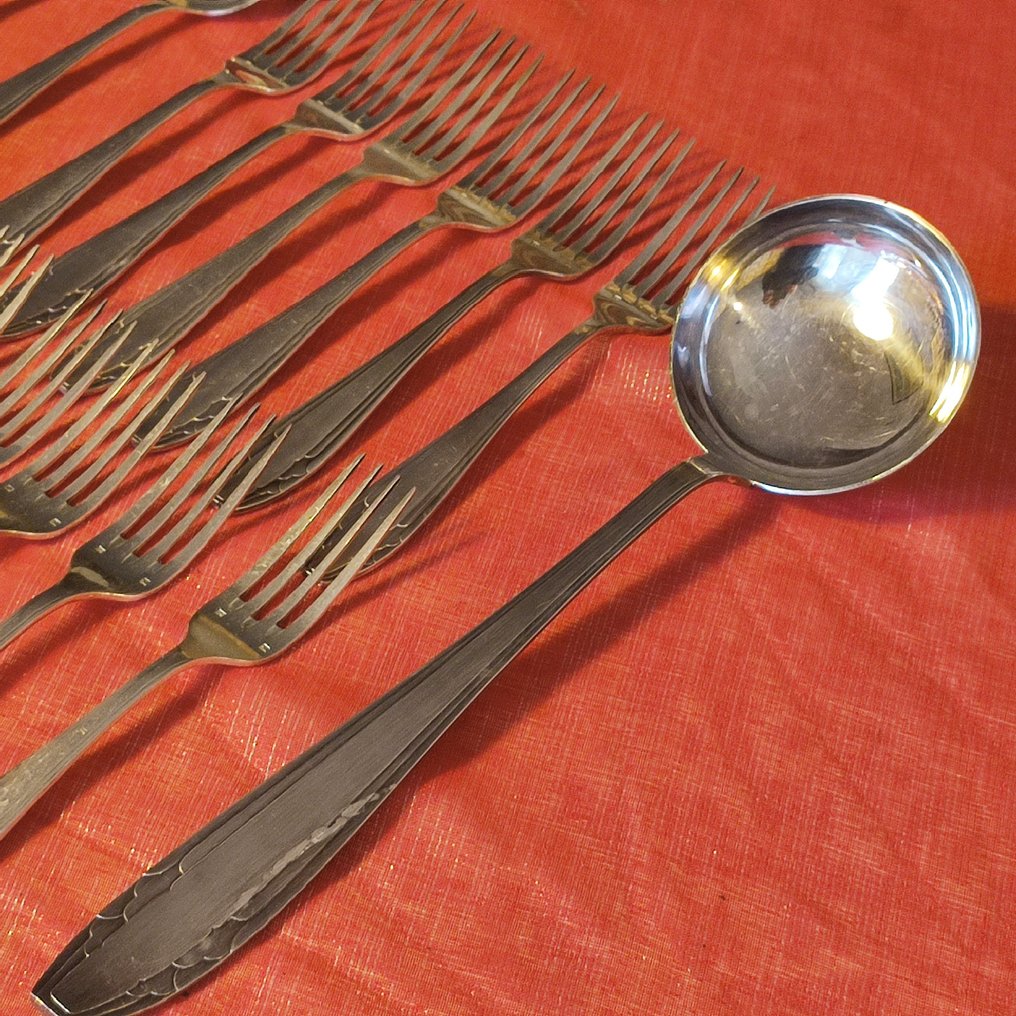 Poinçon “VH” (Apollo / Christofle) - Σετ μαχαιροπίρουνων για 12 (36) - Art déco - Επάργυρο #3.2