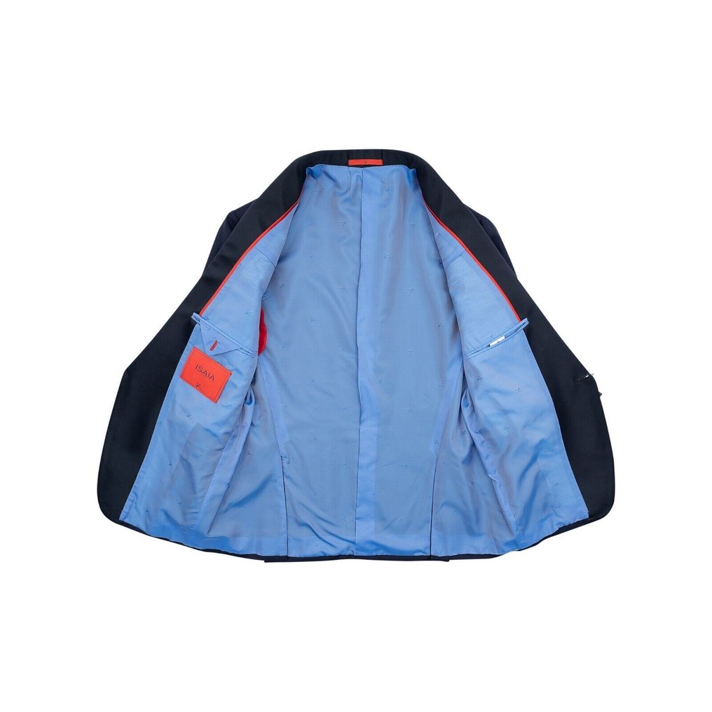ISAIA NAPOLI RRP 5200€ Blue Navy Tuxedo Jacket Shawl Collar Wool 8R - 50 IT - Blazer - Neuf avec étiquette #2.1