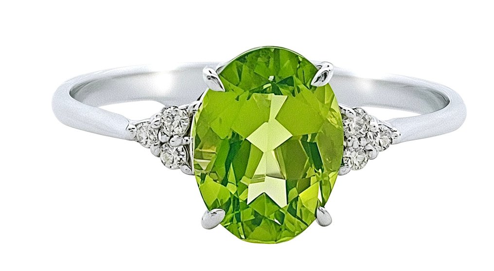 χωρίς τιμή ασφαλείας - Δαχτυλίδι - 18 καράτια Λευκός χρυσός Περίδοτο - Διαμάντι #1.0