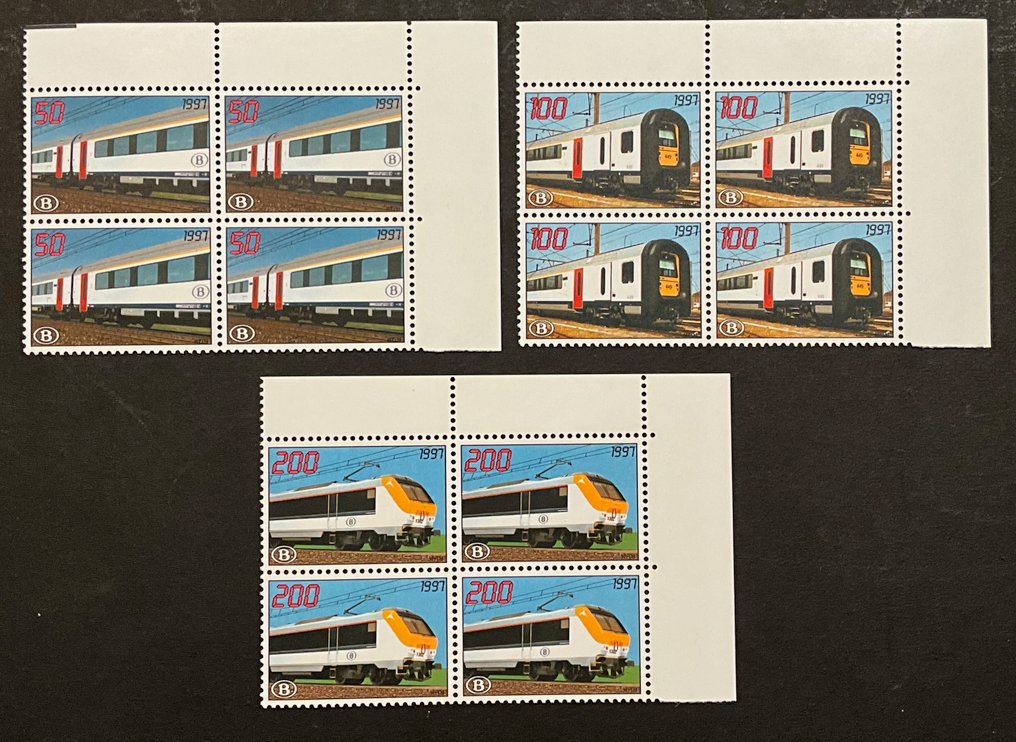 Belgique 1996/1999 - Vignettes ferroviaires - D'abord émissions - en blocs de 4 - OBP TRV1/TRV12 #2.1