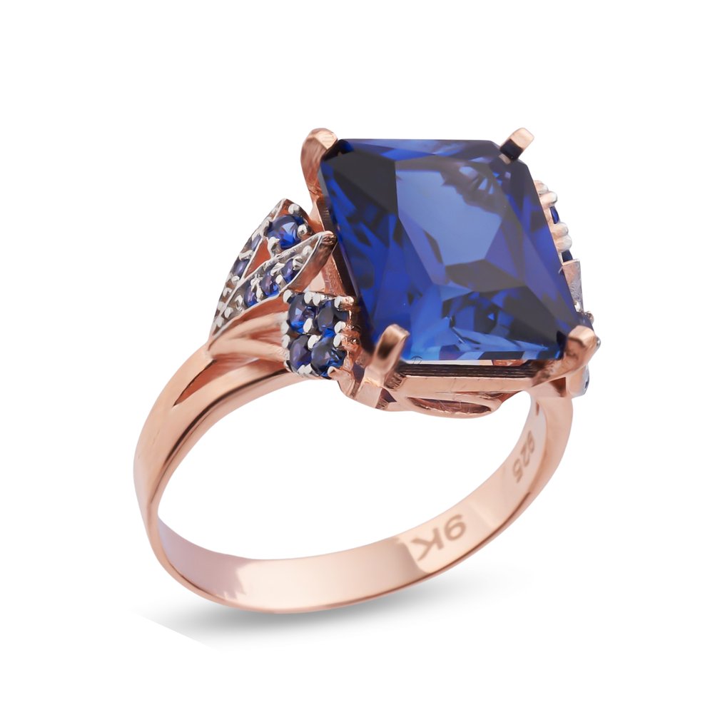 Sem preço de reserva - Anel - 9 kt. Prata, Ouro rosa - 7.93ct. tw. Safira - Safira #1.0