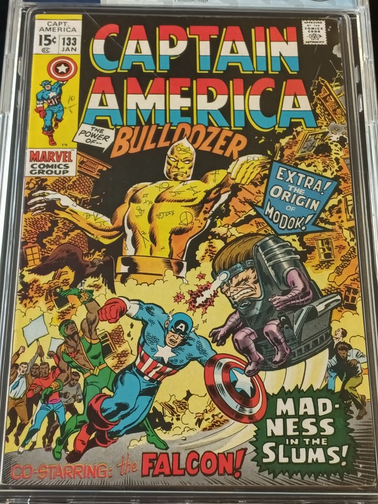 Amerika kapitány #133 - EGC 8.7 - Madness in the Slums! - Captain America team-up with Falcon begins; Origin of M.O.D.O.K. - 1 Graded comic - Első kiadás - 1971 #2.1