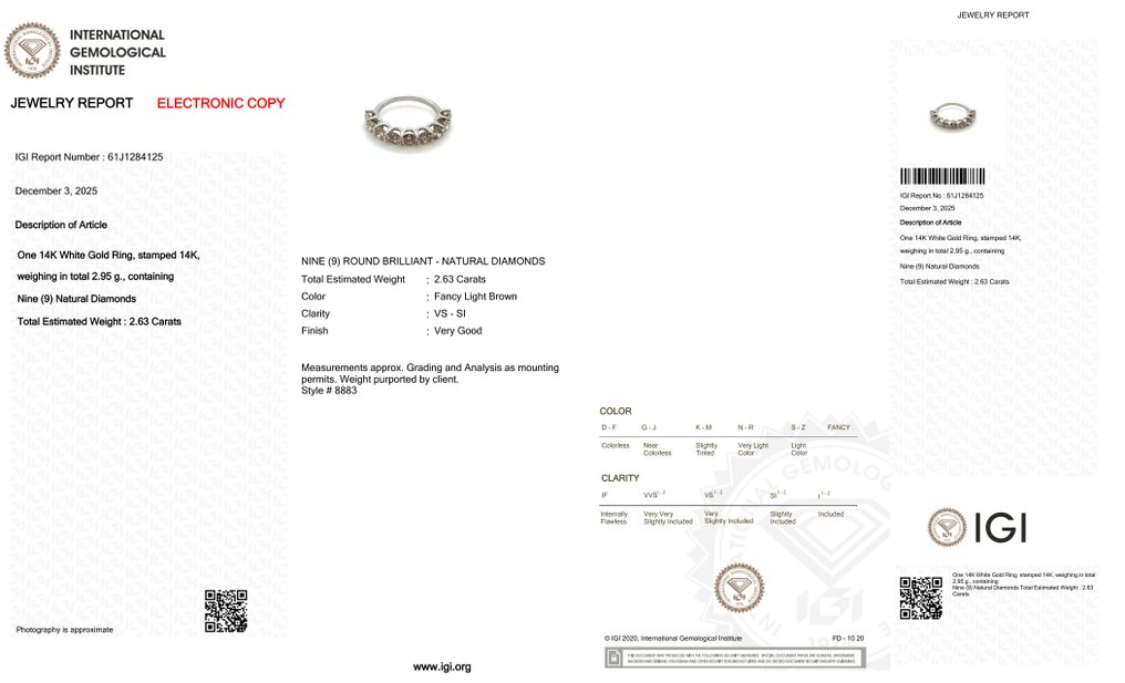 没有保留价 - 戒指 - 14K包金 白金 - 2.63ct. tw. 钻石 (天然色彩的) #2.1