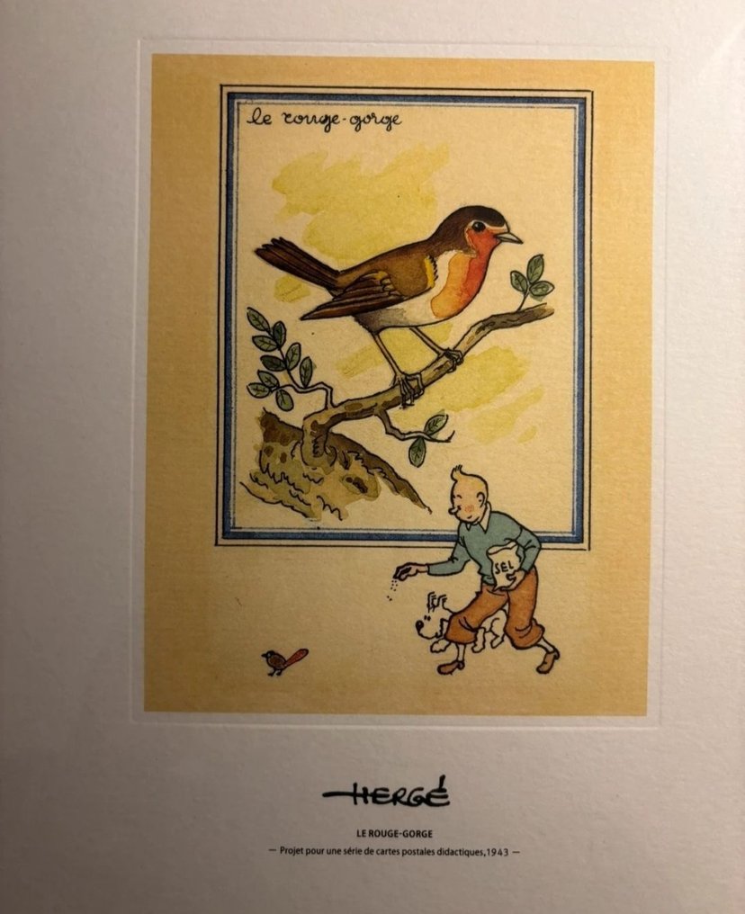 Hergé - 1 Lithograph - Tintin - Le rouge-gorge - 1943 #1.0