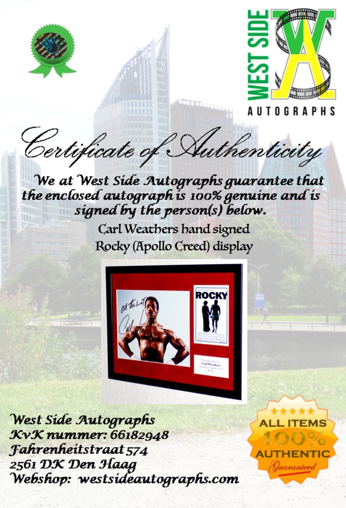 Rocky - Carl Weathers (RIP) (Apollo Creed) Premium Framed, signed + Certificate of Authenticity #3.2
