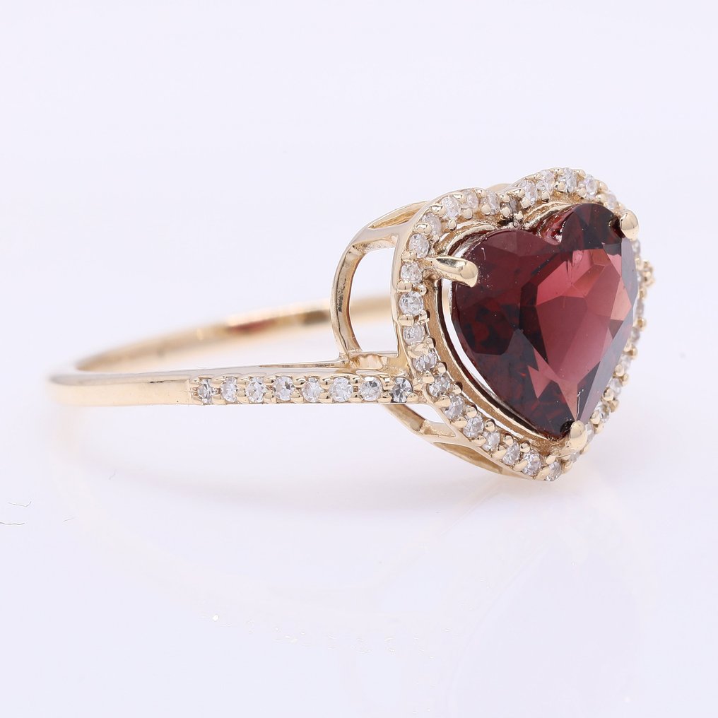 Ingen reservasjonspris - Ring - 14 karat Gull - 2.30ct. tw. Garnet - Diamant #1.0