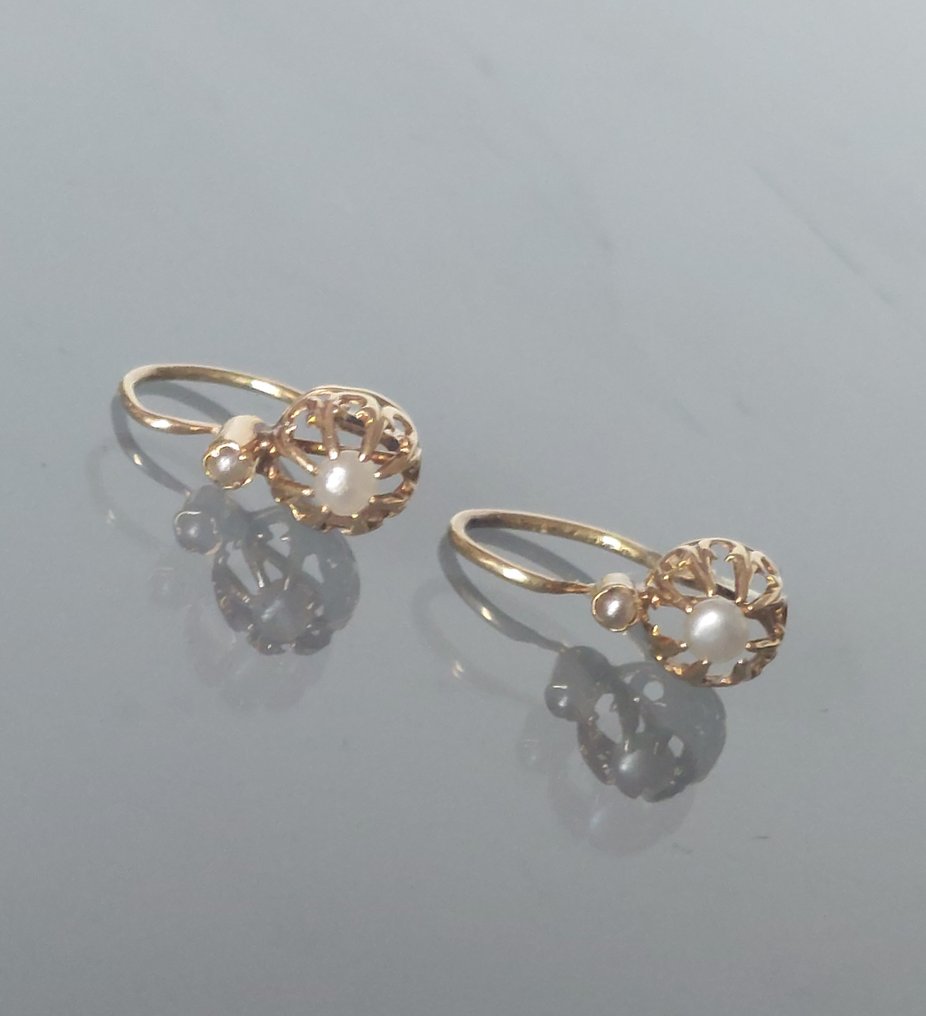 Ingen reservasjonspris - Øredobber - 18 karat Gull Perle - Perle #1.0