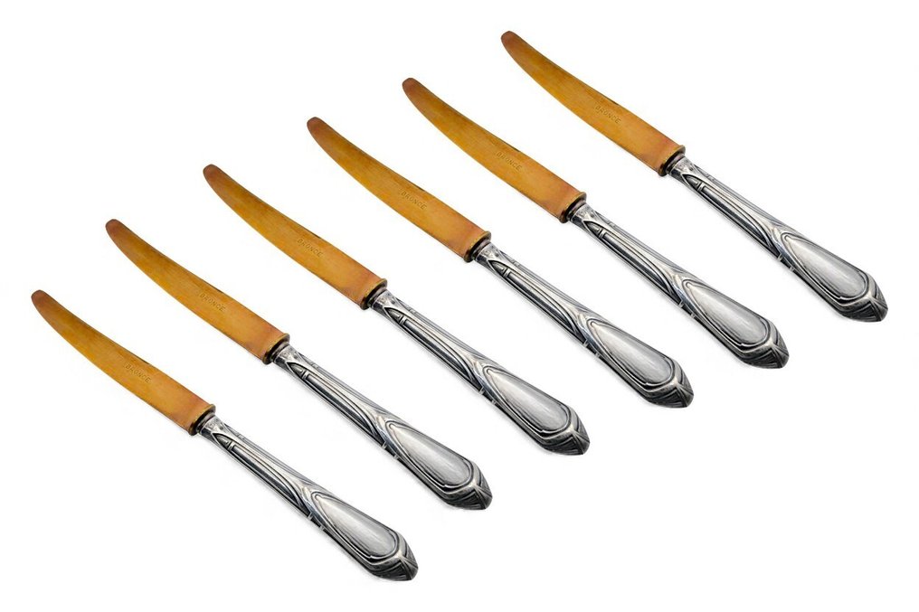 Bronce - Set tacâmuri (13) - Dolce pentru șase persoane - Colecția Art Déco 'Giuseppina' - Silverplated 800, Metallo Dorato/Ramato - anii 1960 #3.2