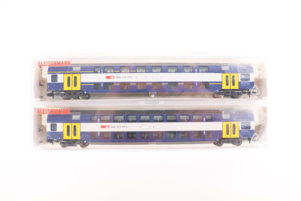 Fleischmann N - 8154K, 8155K - Wagon de passagers pour trains miniatures (2) - Voitures à deux étages du S-Bahn. - SBB-CFF #1.0