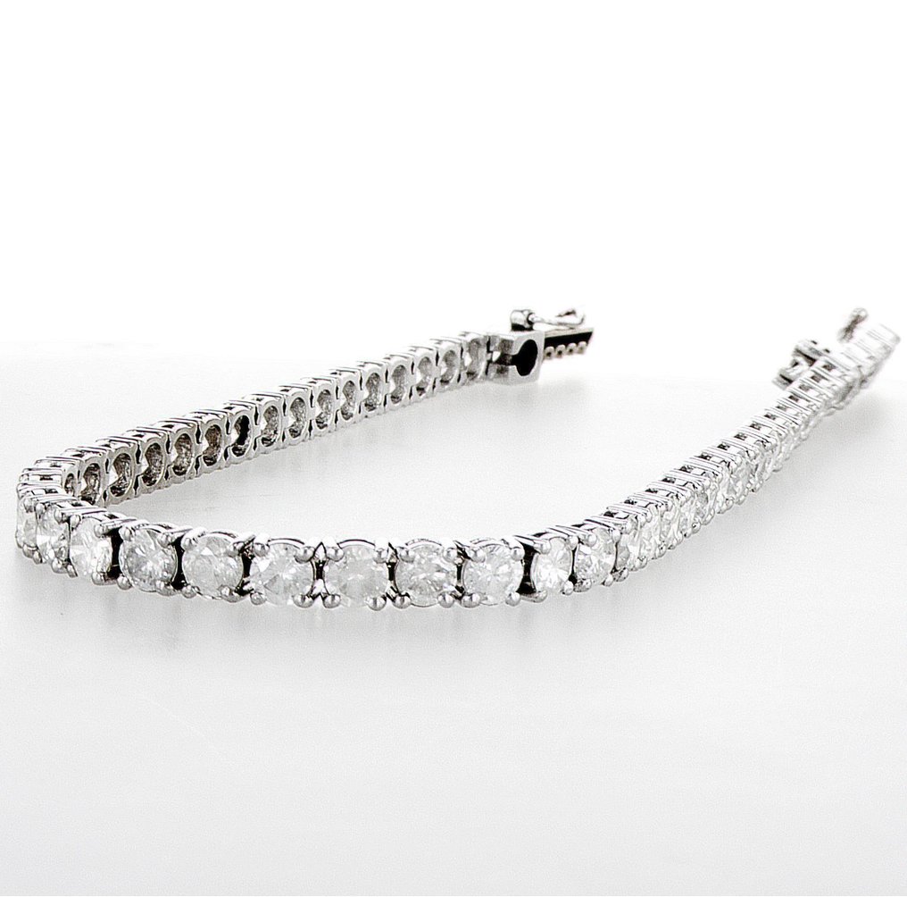 χωρίς τιμή ασφαλείας - Βραχιόλι - 14 καράτια Λευκός χρυσός -  9.75ct. tw. Διαμάντι (Φυσικό) - Χρώμα D-H, καθαρότητα SI2-I1. #3.2