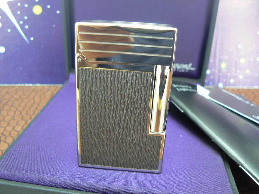 S.T. Dupont - Line 2 - Taschenfeuerzeug - Plaqué Palladium & Leder #1.0
