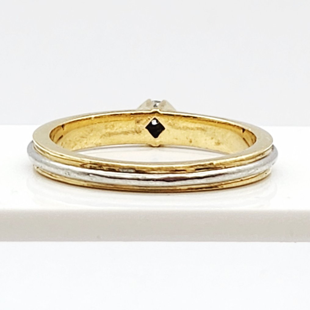 Bague - 18 carats Or jaune, Or blanc - 0.11ct. tw. Diamant (Naturelle) #2.1