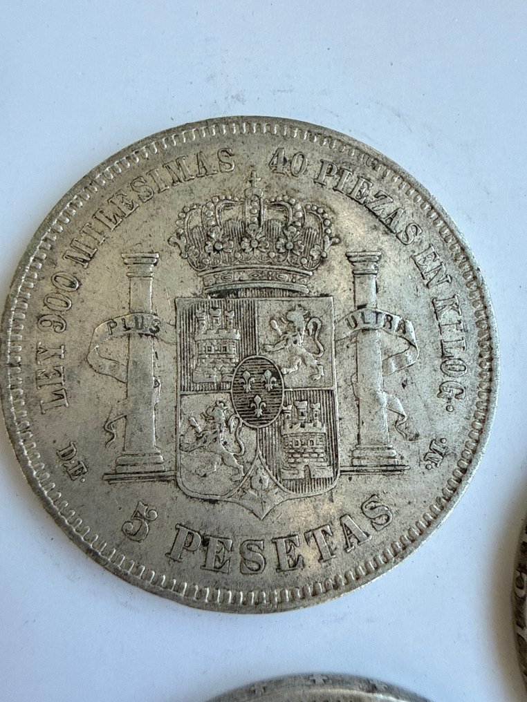 西班牙. 阿方索十二世. 5 Pesetas 1875-1876-1877  (没有保留价) #2.1