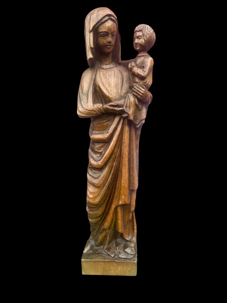 小塑像 - Maria met kindje Jezus - 65 cm - 橡木 #1.0