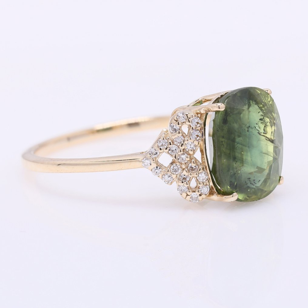 Nincs minimálár - Gyűrű - 14 kt. Sárga arany - 3.84ct. tw. Zafír - Gyémánt #1.0