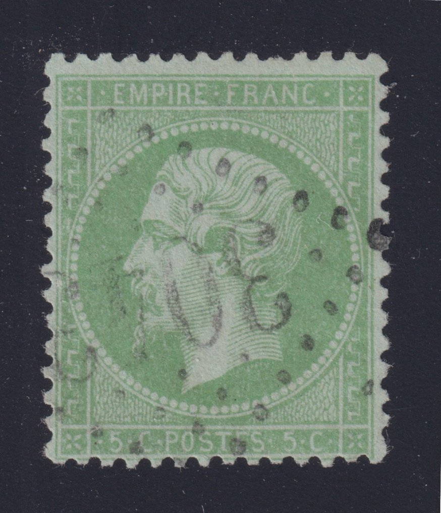 Γαλλία 1871 - Empire dentelé, αρ. 35, 5c ανοιχτό πράσινο σε μπλε, αποσφραγισμένο GC, υπογεγραμμένο Calves. Πολύ - Yvert #1.0