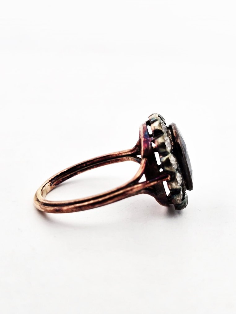 χωρίς τιμή ασφαλείας - Δαχτυλίδι - 14 καράτια Ροζ χρυσό, Ασημί -  4.50ct. tw. Διαμάντι (Φυσικό)  - Ζαφείρι #3.2