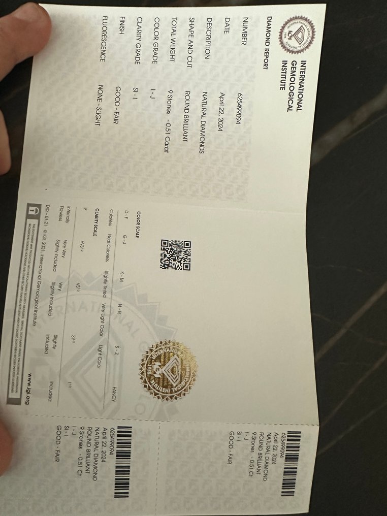 9 pcs Διαμάντι (Φυσικό) - 0.51 ct - Στρογγυλό - I, J - SI1, I1 - International Gemological Institute (IGI) #4.3