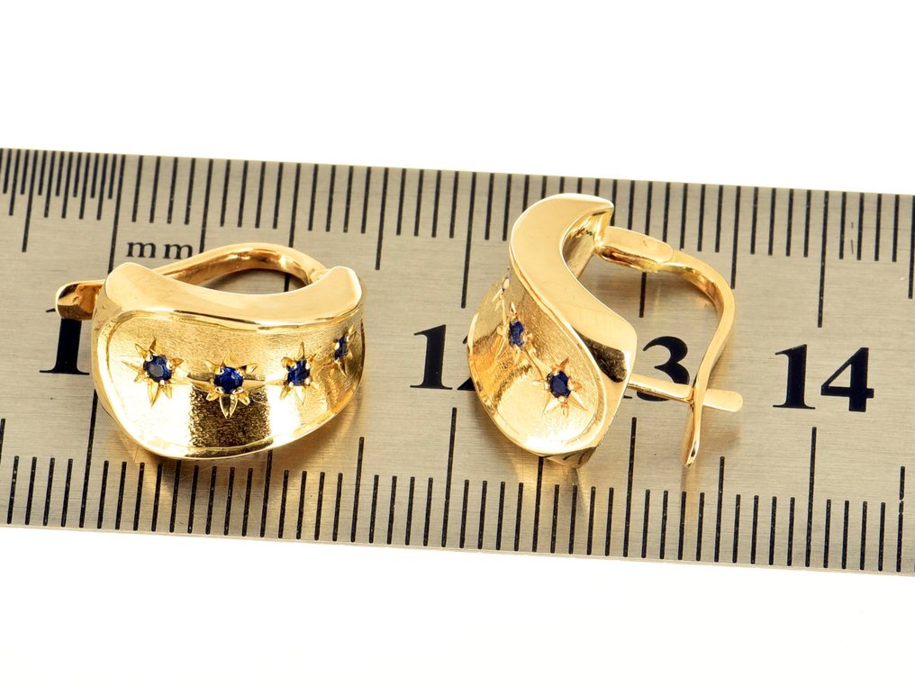 Orecchini - 18 carati Oro giallo Zaffiro #2.1