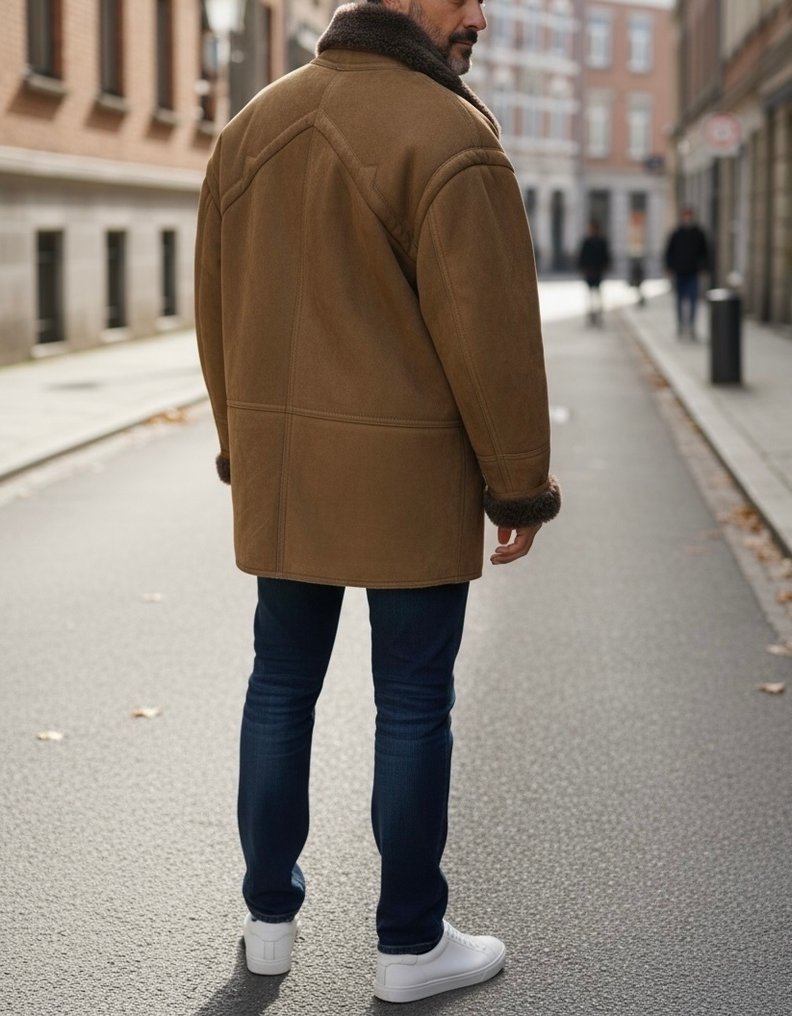 Original SHEARLING 100% Leather Exclusive Aviator coat - No reserve price - Size L - - Nahkatakki #3.2