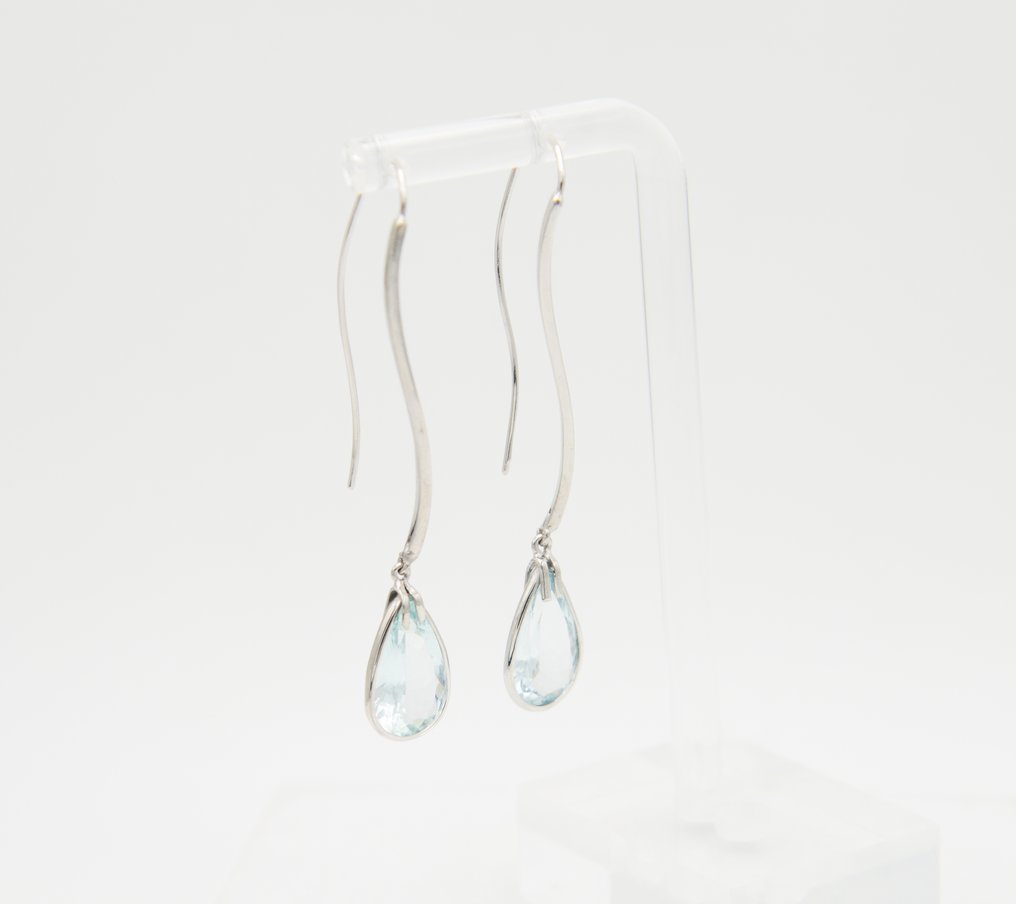 Collier avec pendentif - 18 carats Or blanc Aigue-marine #3.2