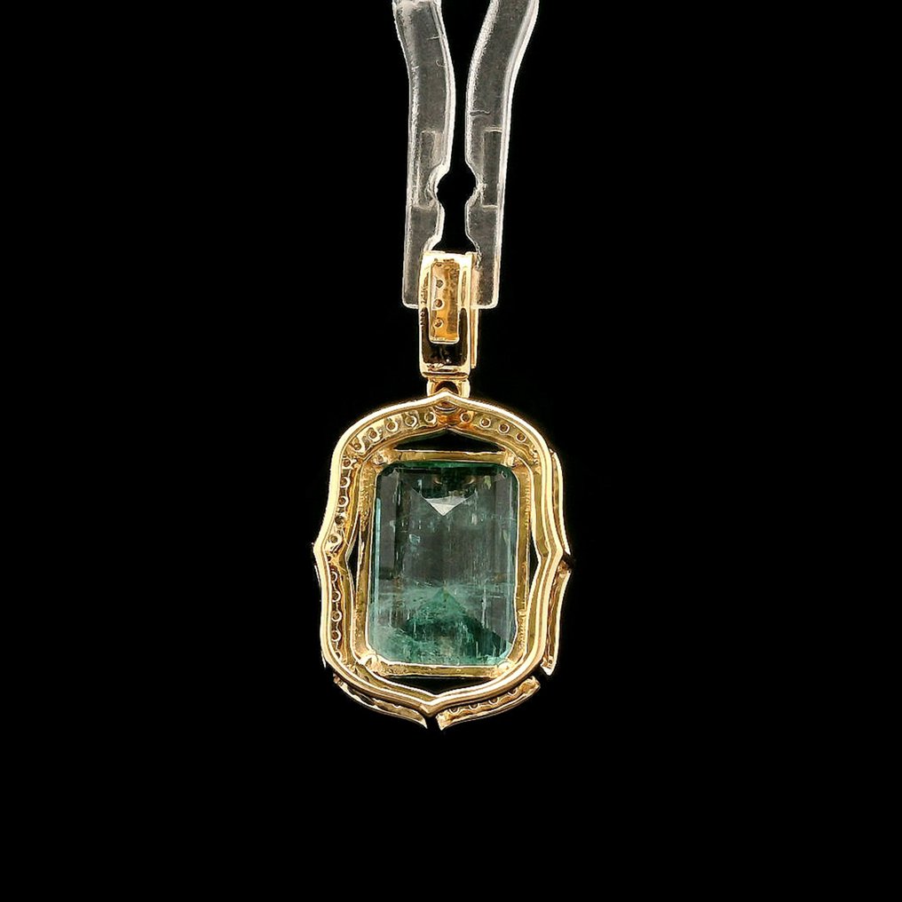 没有保留价 - 吊坠 - 14K包金 黄金 - 4.24ct. tw. 祖母绿 - 钻石 #3.2