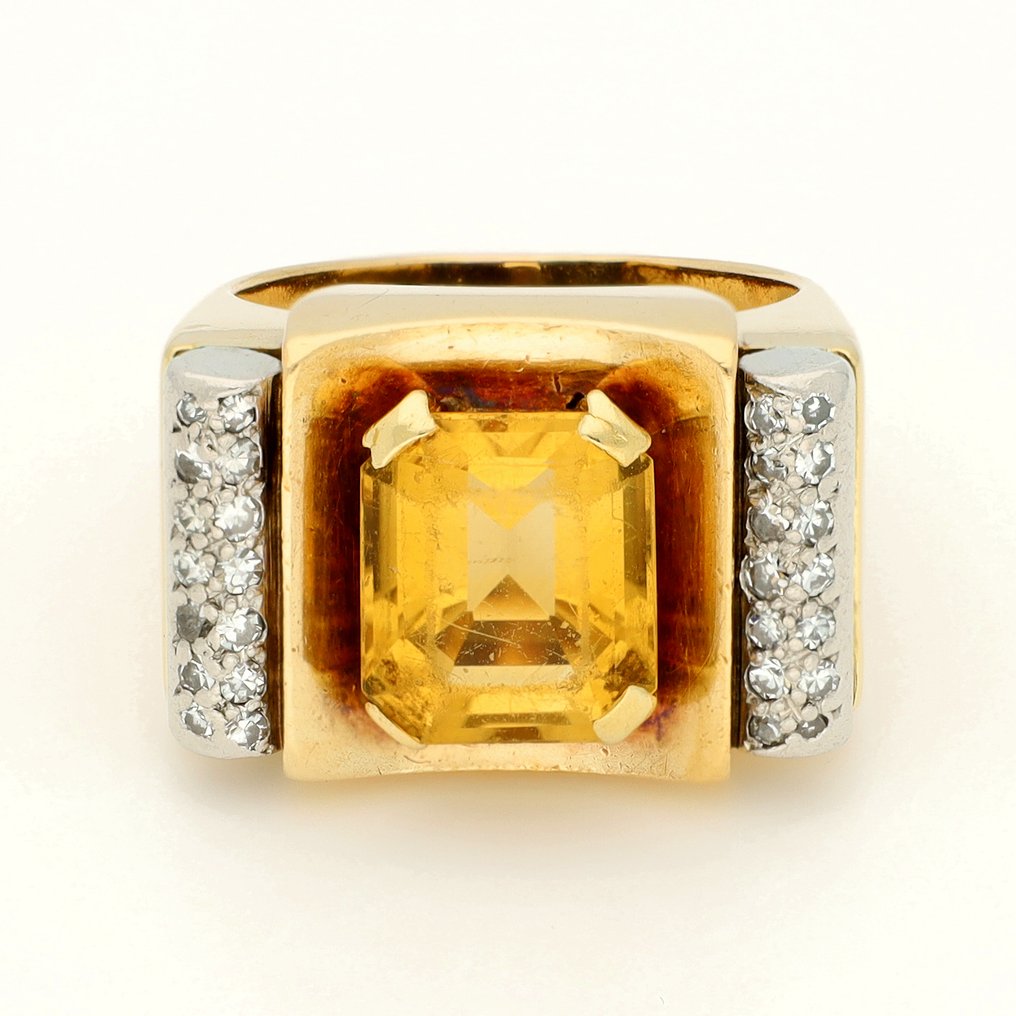 戒指 - 18K包金 黄金 钻石 (天然)  - Citrien #1.0