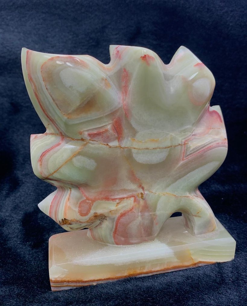 Natural Onyx Leaf-shaped Table Watch - 545g - Polished Decorative Stone - Escultura Ónix - Paquistão (Sem preço de reserva) #4.3