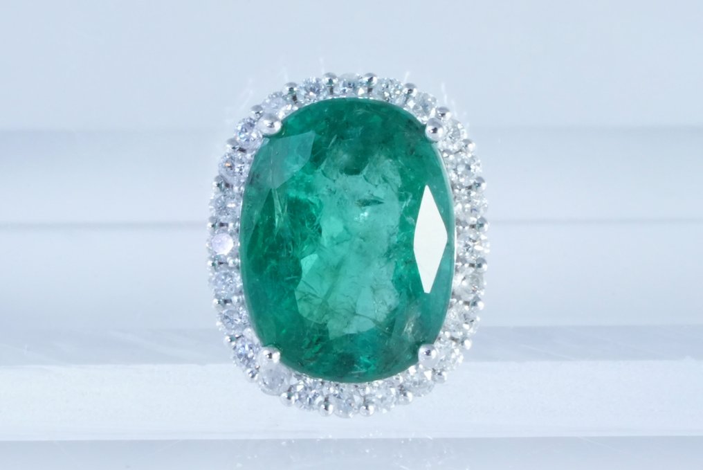 Ingen mindstepris - Vedhæng Platin - 3.12ct. tw. Smaragd - Diamant #1.0