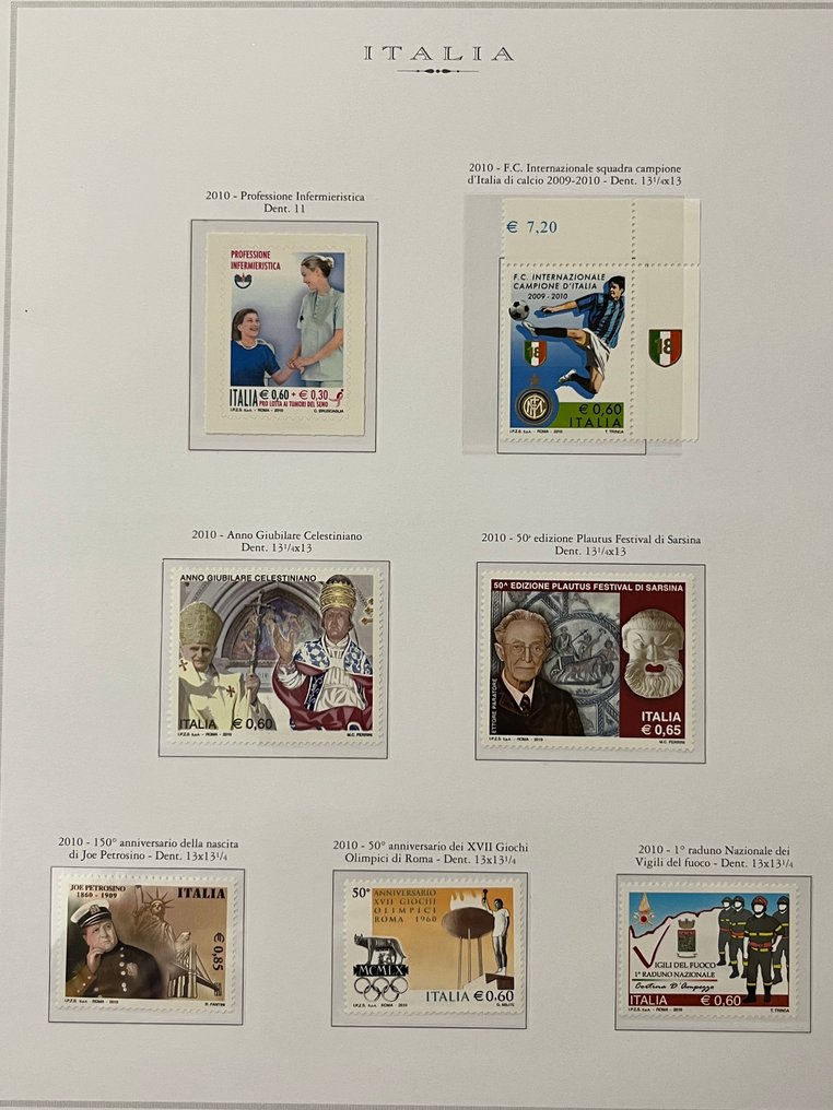 意大利 2010 - 意大利共和国2010年版邮票，全新，带完整橡胶背面。 #4.3